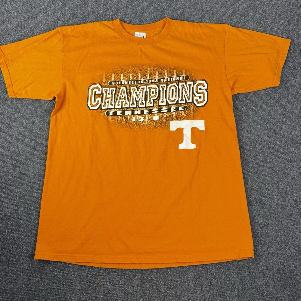 Vintage 1998 Tennessee Volunteers National Champions T Shirt Size L Orange Tee